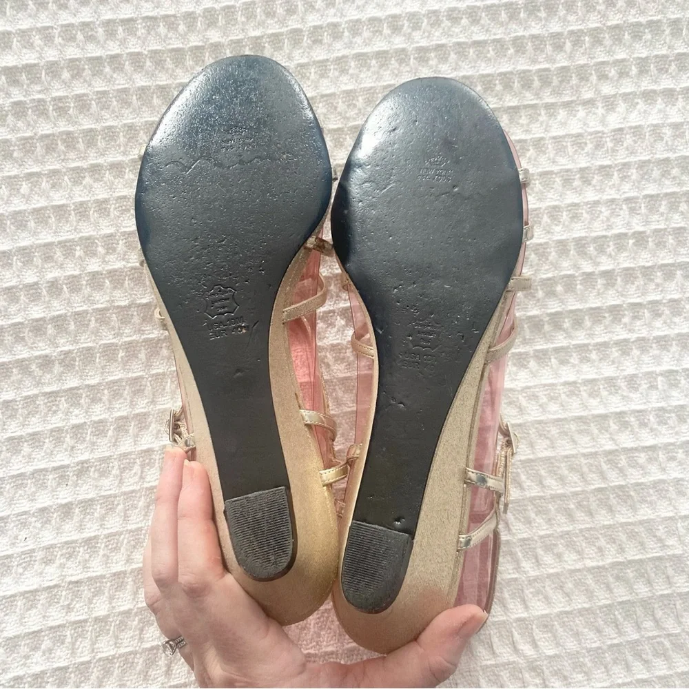 Nina Foley YG Platino Glittery Gold Wedge Sandals size 10